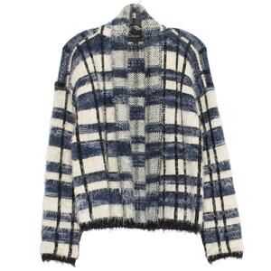 La Fee Verte Womens Jacket Cardigan Sweater Eyelash Open Blue White Medium EE